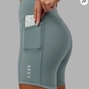 LSKD Women's Flux High-Waisted Green Shorts with side pockets